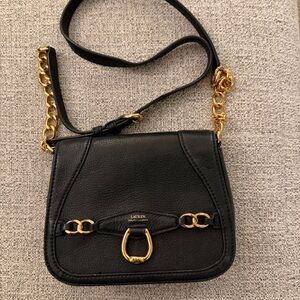 Lauren Ralph Lauren Black Crossbody Bag with Gold Chain